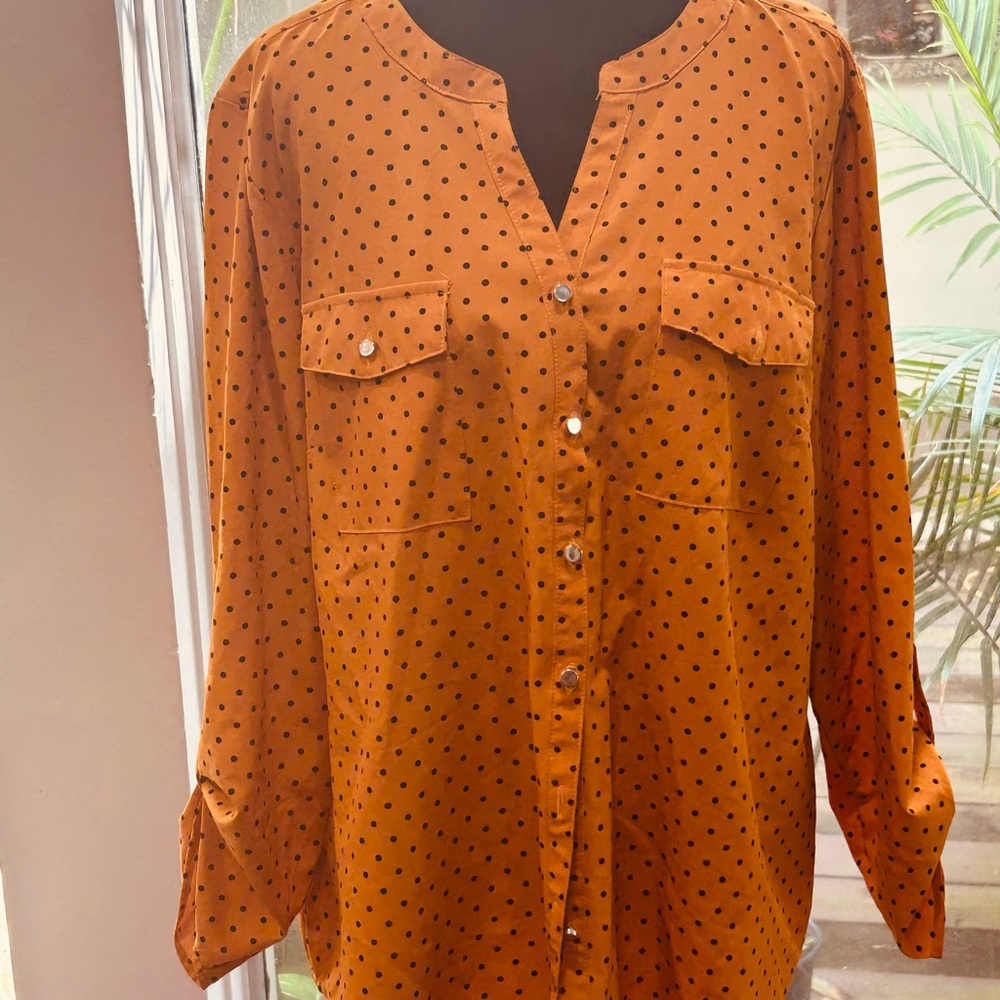 Orange Polka Dot Women's Top